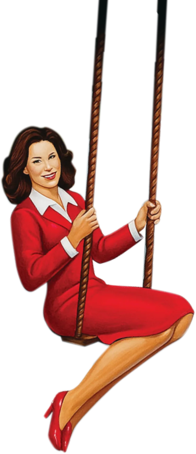 The Golden Mile Chrysler swinging lady in red
